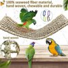 2Pcs Bird Seagrass Mat 29.5×7" Natural Grass Woven Net Hammock with Hooks Climbing Rope Ladder Chew Toys Hanging on Parrot Cage for Lovebird Pigeon Cockatiel Conure Budgie Cockatoo