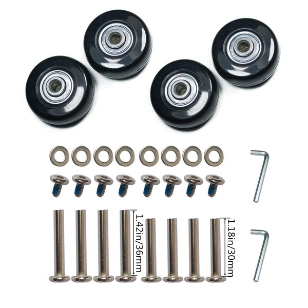 Diameter 1.8in Wear-Resistant Mute Luggage Suitcase Replacement Wheels Rubber Swivel Caster Wheels Repair Kits 4 Wheels