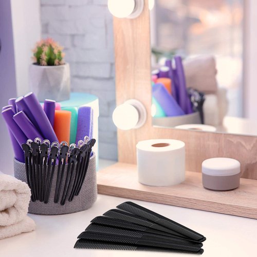 Boao 6 Pieces Taper Comb Carbon Fiber Salon Hairdressing Comb Fine and Wide Tooth Comb Heat Resistant Tapering Barber Comb for Men and Women Most Hair Types(Black)