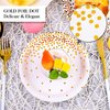 Aneco 60 Pieces 7 Inches Disposable Paper Plates White and Gold Foil Dot Dessert Plates Round Paper Plates for Wedding Bridal Shower Birthday Party Decorations