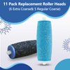 11 Pack Replacement Roller Heads for amope Pedi Perfect Refills Electronic Foot File, Include 6 Extra Coarse & 5 Regular Coarse Replacement Heads Compatible with amope (Black+Blue)