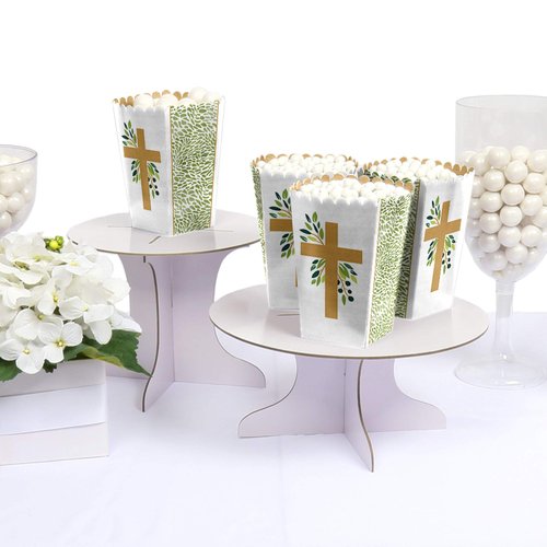 Elegant Cross - Religious Party Favor Popcorn Treat Boxes - Set of 12