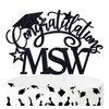 Congratulations MSW Cake Topper, Congrats Grad/Master of Social Work Cake Decor, Class of 2024 College Graduation Party Decorations Supplies, Black Glitter