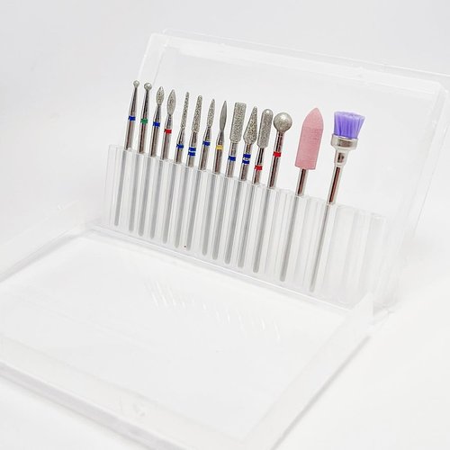 SQULIGT 14Pcs Nail Drill Bits, 3/32" Cuticle Clean Nail Bit for Electric Nail File Machine, Suitable for Acrylic Manicure Pedicure Cuticle Gel Polishing, Nail Salon Supply