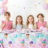 WERNNSAI Ice Cream Party Tablecloth - 2 PCS Ice Cream Party Decorations for Kids Party Supplies Plastic Waterproof Tablecloth Disposable Table Cover for Girls Kids Sweet Birthday Party 54’’ X 108’’