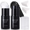 MEICOLY Black White Face Body Paint Stick Kit,1.06Oz Clown White Makeup Kit,2pcs Halloween Face Paint Grease Cream Mime Sticks,Joker Zombie Vampire Skeleton Cosplay with 2pcs Sponges