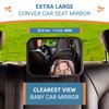 Shatterproof Baby Car Mirror, Fully View Infant in Rear Facing Car Seat - Newborn Safety, Crash Tested & Extra Wide, Crystal Clear, 100% Lifetime Satisfaction Guarantee, Easy Install by Cozy Greens