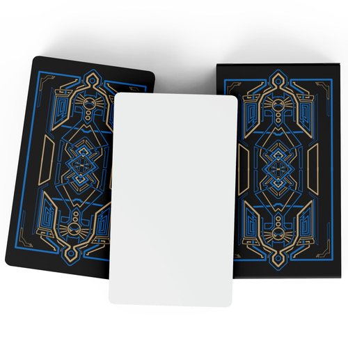 Metaphoracle Blank Tarot Cards with Design on Back - DIY Deck of 80 Cards to Create Your Own Oracle Tarot Deck - Sacred Geometry Design with Metallic Gold Foil - 4.72 inches x 2.75 inches (Blue)