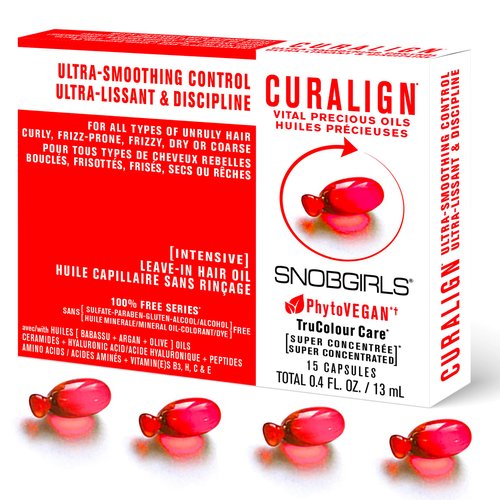 SNOBGIRLS CURALIGN Vegan Hair Oil Ultra Smoothing Control for Unruly, Frizz-Prone Hair. Hair serum with Argan Oil & Hyaluronic Acid (30 Hair Oil Capsules) (15 Capsules)