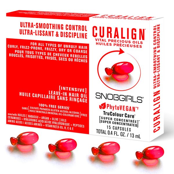 SNOBGIRLS CURALIGN Vegan Hair Oil Ultra Smoothing Control for Unruly, Frizz-Prone Hair. Hair serum with Argan Oil & Hyaluronic Acid (30 Hair Oil Capsules) (15 Capsules)
