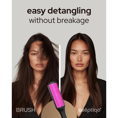 Aséptiqo Brush - Premium Detangling Hair Brush, Compact & Easy to Clean Multi Purpose HairBrush for Women, Men, Kids - Ideal for Straight to Wavy Hair, Wet or Dry, Heat Resistant Hair Brush