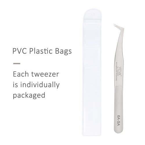 Eyelash Extension Tweezers for Volume Lashes Professional Precision Stainless Steel VETUS 6A-SA Mega Curved L Angled Tips Flat Lashing Tweezer Tools for Individual Eye Lash Extensions 3d Fan Supplies