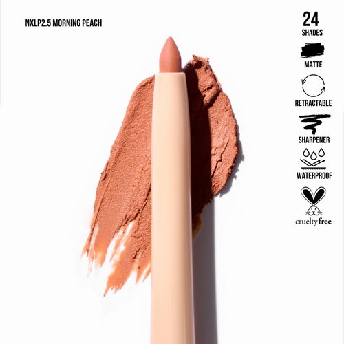 Retractable Waterproof Lip Liner with Built-in Sharpener by NUDEX Collection (Morning Peach 2.5)