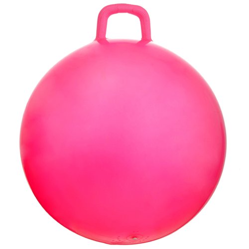 AppleRound Hippity Hoppity Jumping Ball with Ball Pump, Bouncy Ball with Handle, 20in/50cm Diameter for Age 7-9, Kangaroo Bouncer, Space Hopper Ball with Handle for Children, Plain Color (Pink)