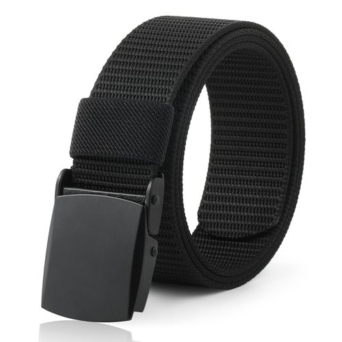 AWAYTR Nylon Boys Baseball Belt - Kids Golf Belt with Metal Buckle for Softball Pants School Uniform Jeans (Black Buckle-Black