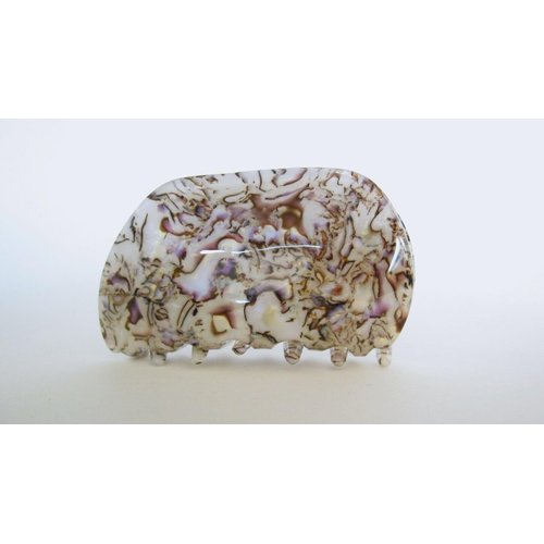 Generic Wavy shaped gray abalone sea shell effect hair claw clamp clip fine thin hair