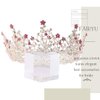 Fairyu Pearl Wedding Tiaras and Crown Bride Pink Flower Tiaras Baroque Wedding Tiara Hair Accessories for Women