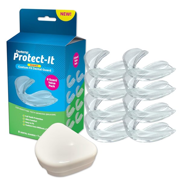 Dentemp Protect-It Custom Fit Grinding Mouth Guard 8 Pack for Grinding Teeth at Night - Night Guards for Teeth Grinding & Sleep