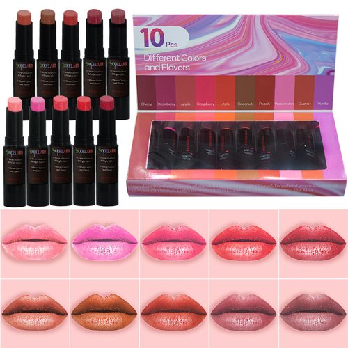 Yopela 10 Pack Tinted Lip Balm With Glitter Powder Tinted Chapstick - Moisturizing, Soothing, and Repairing Dry and Chapped Lips