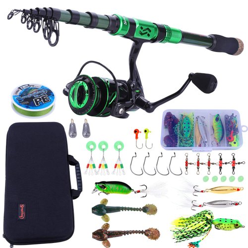 Sougayilang Fishing Rod and Reel Combos - Carbon Fiber Telescopic Fishing Pole - Spinning Reel 12 +1 BB with Carrying Case for Saltwater and Freshwater Fishing Gear Kit-G2.1+30