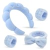 ATROCH Sponge Spa Headbands & Wristband Set,Puffy Makeup Headband Set for Washing Face,Soft Towel Skin Care Head Band,Cute Hair Band Shower 4 Pcs