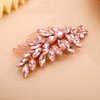 Teyglen Rhinestone Headpiece Bridal Crystal Hair Comb Full Pink Crystal Side Comb Hair Accessories Wedding Hair Piece for Women Girls