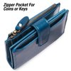 GOIACII Small Women Wallet Genuine Leather RFID Blocking Bifold Zipper Pocket Card Holder with ID Window