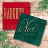 Naughty And Nice Beverage Cocktail Napkins/Set Of 40 Red and Green Naughty Or Nice 3-Ply Paper Holiday Napkins/Gold Foil Holiday Napkins