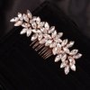 Teyglen Simple Full Rhinestones Bride Wedding Hair Comb Crystal Hair Pieces Luxurious Hair Accessories for Bride Bridal Side Hair Combs for Women Bride Girls (Rose Gold)
