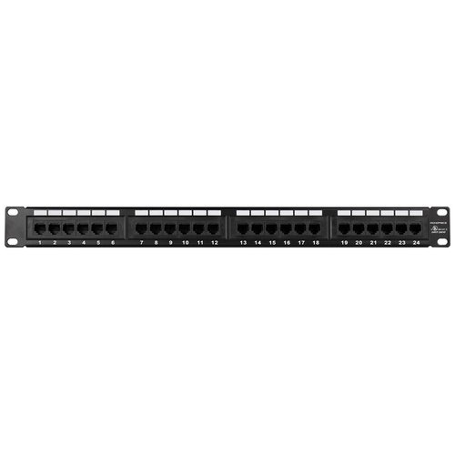 Monoprice 24-Port Cat6 Patch Panel, 110 Type (568A/B Compatible) 19-Inch For Rackmount, 1U, UL