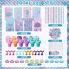 Faccito Mermaid Party Favors Mermaid School Stationery Set Class Reward Gift Notebooks Pencils Sharpener Erasers Stickers Sharpeners Stampers Mermaid Birthday Decoration Supplies (Beautiful,86 Sets)