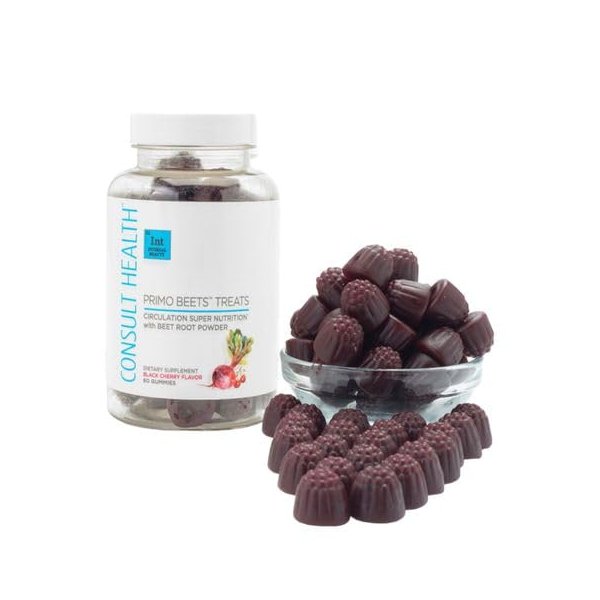 Consult Health - Primo Beets Treats Gummies - Circulation Super Nutrition with Beet Root Powder - Black Cherry Flavor