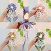 Likeggoad 5 Pcs Bow Elastic Hair Ties,Ribbon Hair Scrunchies,Mixed Floral Bowknot Hair Ties,Elegant Hair Scarf Scrunchies Short Ribbon Ponytail Holders for Women/Girls