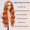 X-TRESS Ginger Orange Lace Front Wigs Synthetic for Women,28Inch Wear and Go Body Wave 13x4x1 Wig, Bright Orange Wig Pre Plucked Baby Hairline Glueless Wigs for Daily Party Use(Ginger)
