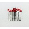 Faship Gorgeous Red Rhinestone Crystal Floral Small Hair Comb