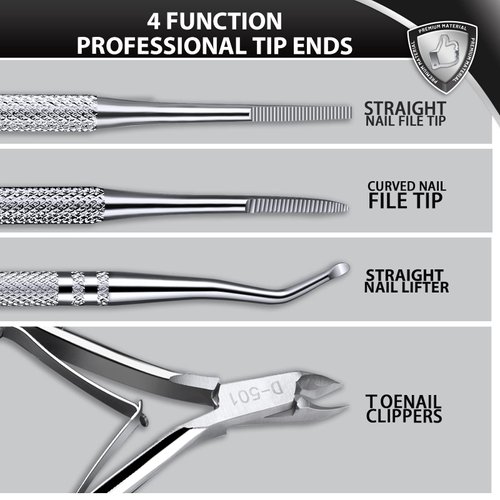 Teenitor Pedicure Tools for Feet, Ingrown Toenail Removal Kit, Surgical Stainless Steel Ingrown Toenail Clippers, Ingrown Toenail File and Lifters, Ingrown Toenail Treatment, Pedicure Kit