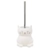 Isaac Jacobs White Ceramic Cat Toilet Bowl Brush Holder with Chrome Metal Handle (Unassembled) - Bathroom Accessory & Cleaning Storage (Cat)