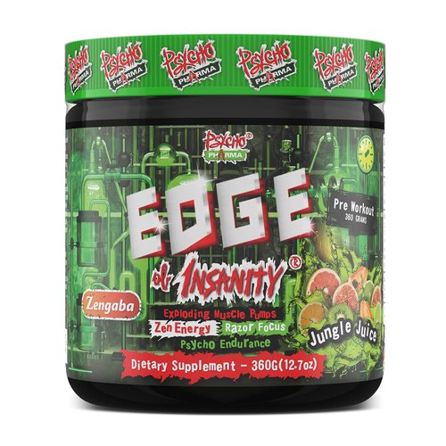 Psycho Pharma Strongest High Stim Preworkout Powder - Edge of Insanity - Most Intense Pre Workout Supplement for Pumps, Strength, Energy and Feel Good Focus. Rivals Famous PWOs of The Past