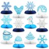12PCS Winter Wonderland Party Decorations 3D Honeycomb Winter Centerpieces for Tables Blue White Christmas Party Supplies for Kids Birthday Xmas Holiday Party Prop Favors