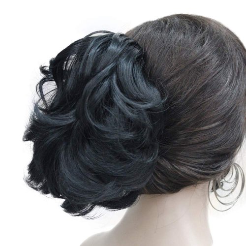 Wiginway Short Black Curly Clip In Claw Ponytail Hair Extension Synthetic Hairpiece with a jaw/claw clip