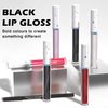 AOAZXBB Black Lipstick Lip Liner Set Pearlescent Liquid Lipstick Black Lip Gloss Long Lasting Black Lip Liner for Halloween Cosplay Goth Makeup