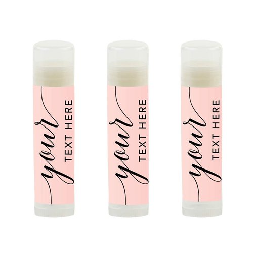 Andaz Press Personalized Blush Pink Rose Elegant Party Collection, Lip Balm, Your Text Here, 12-Pack, Custom Party Favors Decor