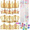 12 Pieces Foam Princess Tiaras Crown 928 Pieces Gem Stickers 12 Gem Rings Craft Making Kits Birthday Party Favors