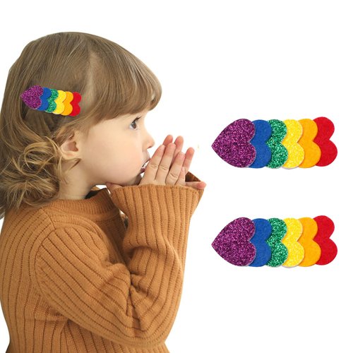2PCS Rainbow Hair Clip Heart Hair Clips,Crazy Hair Day Accessories for Kids,Pride Rainbow Hair Ac...
