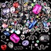 Kikonoke 300 Pcs Cone Rivet with 3D Metal Skull Cross Chains Snakes Vintage Alloy Nail Charms Glass Pointed Bottom Gems and Resin Rhinestones for Women Girls Metal Nail DIY (Black)