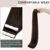 Hairro 16 Inch Tape in Hair Extensions Straight 100% Human Hair 50g Thin Long Hair 20pcs/pack Seamless Skin Weft Glue in Human Hairpieces #2 Dark Brown