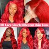 Red Lace Front Wigs Human Hair Pre Plucked Hot Red Wig Human Hair 13x4 HD Transparent Body Wave Lace Front Wigs Human Hair Colored 180% Density Red HD Lace Front Wigs Human Hair Red Frontal Wigs