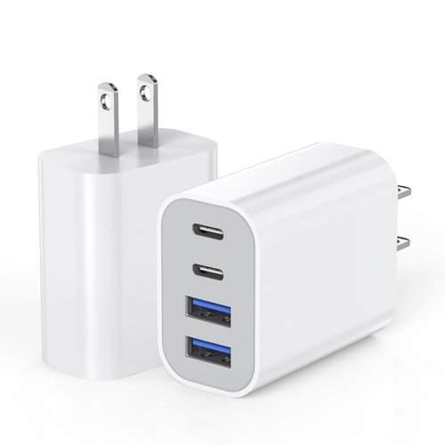 USB Fast Charging Block, 4-Port 40W Charge Adapter for iPhone Dual USB C Charger, Multiport Type C Fast Charger for iPhone 16/16 Plus/ 16 Pro/16 Pro Max/15/14/13/12, iPad Pro/iPad Air, iPad mini, iPad