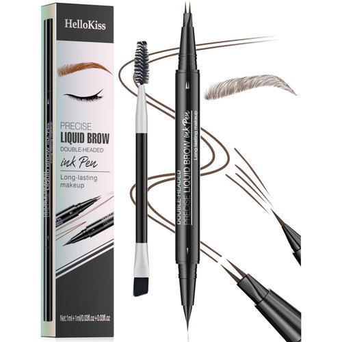 2 Pcs Eyebrow Pencil, Waterproof Eyebrow Pen with 4 Tip Brow Pen and Ultra-Precise Brow Pencil, Eyebrow Makeup for Natural Looking Eyebrows (Brown*1)