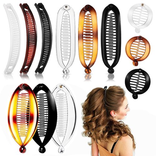 Generic 12PCS Banana Clips Hair, Banana Clip Clincher Combs for Thick Thin Hair, Vintage Fishtail Fish Shape Comb, Curly Lady Ponytail Bun Holder Jaw Clamp Retro Accessory Set for Women Girls